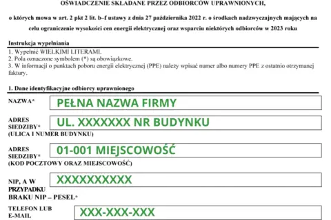 Jak wypełnić oświadczenie o zamrożeniu cen prądu i uniknąć błędów