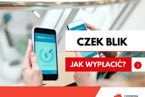 Dowiedz się, jak wypłacić czek BLIK. Na ekranie telefonu widać aplikację bankową z symbolem dolara i napisem "receiving...".