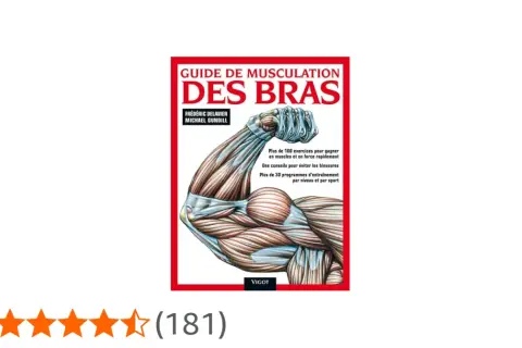 Couverture du livre "Guide de musculation des bras" montrant un bras musclé anatomique.