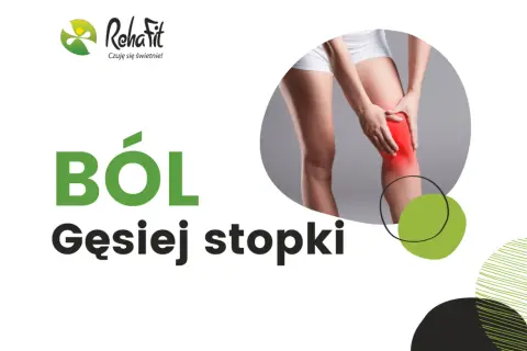 Ból gęsiej stopki – kobieta trzyma się za bolesne kolano.