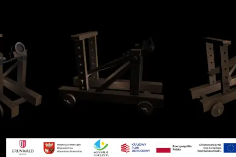 Trzy drewniane machiny oblężnicze, które mogą być atrakcje w Grunwaldzie.