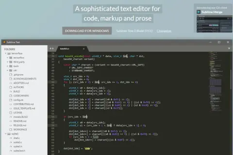 Un éditeur de code HTML affichant du code C dans Sublime Text, un outil de développement sophistiqué.