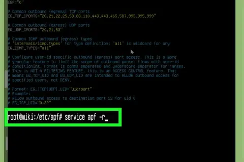 Configuration pour autoriser l'accès sortant à un port spécifique, comme `ufw allow port` pour le port 22.