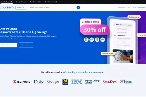 Odkryj nowe umiejętności na Coursera z 30% zniżką na Coursera Plus. Ucz się od liderów takich jak Google i IBM.