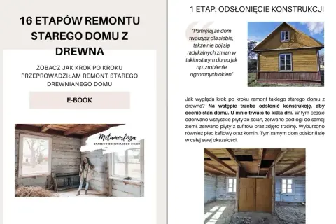 Remont starego domu z drewna: odsłonięcie konstrukcji, ocena stanu domu. Prace obejmowały zerwanie płyt ze ścian, podłóg i sufitów. Izolacja domu jest kluczowa.