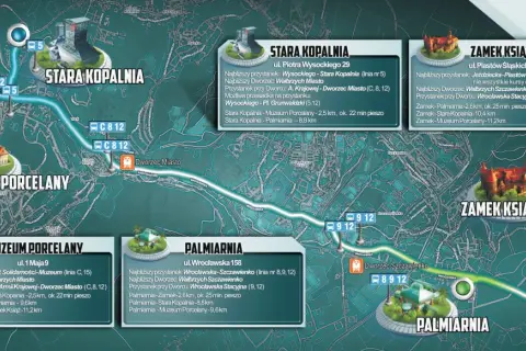 Mapa atrakcji Wałbrzycha: Zamek Książ, Stara Kopalnia, Muzeum Porcelany, Palmiarnia. Zaplanuj zwiedzanie!