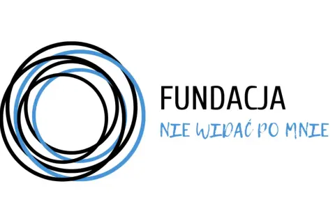 Logo Fundacji "Nie widać po mnie" z okręgami i napisem.