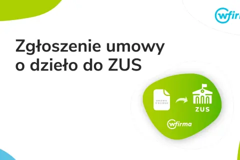Zgłoszenie umowy o dzieło do ZUS. Ikona dokumentu "Umowa o dzieło" przekierowuje do budynku ZUS.