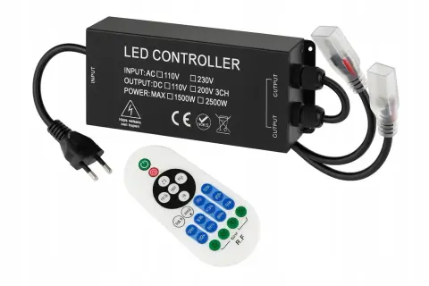 Sterownik LED z pilotem RF. Idealny, gdy zastanawiasz się, jaki zasilacz do żarówek LED 12V będzie najlepszy.