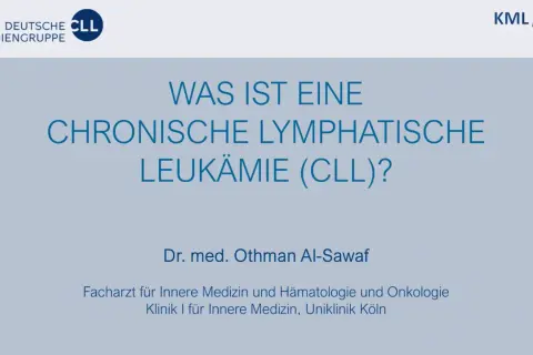Präsentation über chronische lymphatische Leukämie (CLL). Erläutert die Krankheit und mögliche Anzeichen im Endstadium.