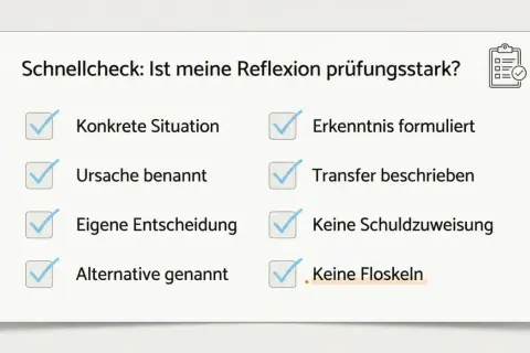 Schnellcheck für die Wochenreflexion in der Grundschule: Ist die Reflexion prüfungsstark? Alle Punkte sind abgehakt.