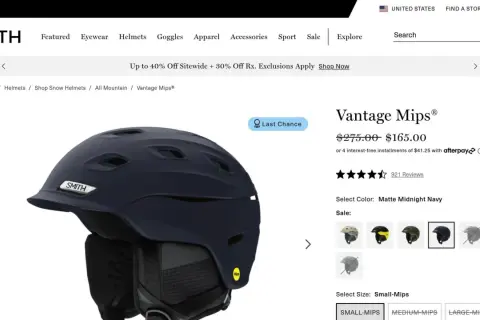 Granatowy giro kask narciarski Smith Vantage Mips, idealny na stok.
