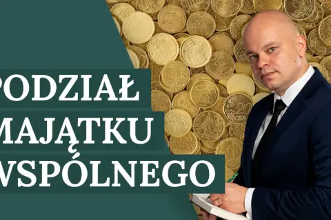 Mężczyzna w garniturze analizuje wielkość nabywanego udziału w majątku wspólnym, na tle stosu monet euro.