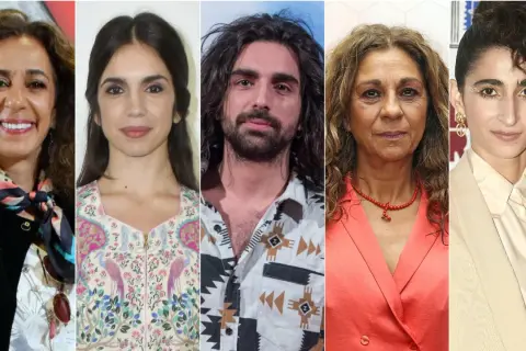 Los hijos de Lola Flores: Lolita, Antonio y Rosario, junto a Elena Furiase y Alba Flores.