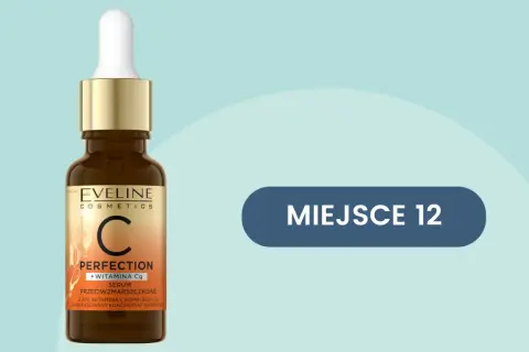 Serum Eveline Perfection z witaminą Cg, zawierające sodium ascorbyl phosphate, w buteleczce z pipetą. MIEJSCE 12.