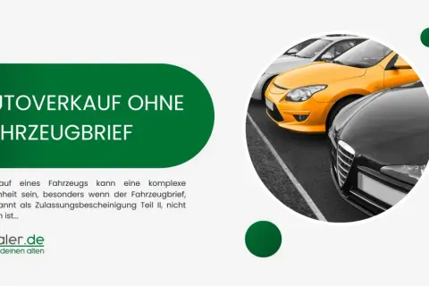 Autoverkauf ohne Fahrzeugbrief: Mehrere Autos stehen auf einem Parkplatz. Gelbes Auto im Fokus.