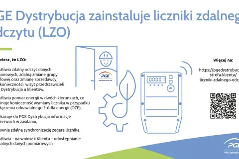 PGE Dystrybucja instaluje liczniki zdalnego odczytu, które umożliwiają zdalny odczyt danych i synchronizację zegara.