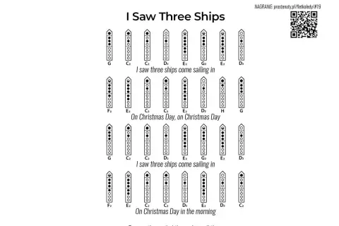 Hej, ha, kolejkę nalej! Nutki na flet dla kolędy "I Saw Three Ships".