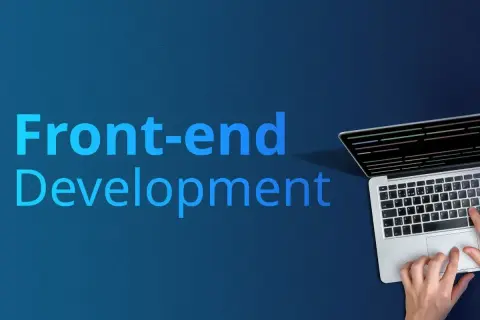 Développement front-end : une personne tape du code sur un ordinateur portable, illustrant l'interaction sur le web.