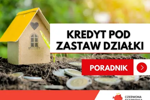 Kredyt pod zastaw działki: mały domek z kartonu rośnie wśród monet i ziemi. Poradnik.