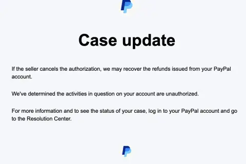 Aktualizacja sprawy PayPal: stwierdzono nieautoryzowane działania, przez co zniknęły pieniądze z konta. Sprawdź status w Centrum Rozwiązywania Sporów.