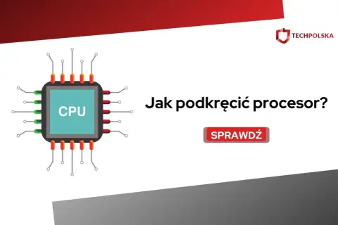 Ilustracja procesora CPU z pytaniem "Jak podkręcić procesor?". Kliknij "Sprawdź", aby dowiedzieć się więcej.