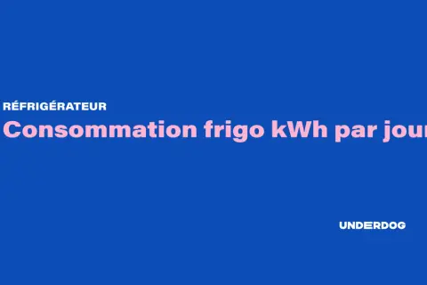 Graphique sur la consommation frigo kWh par jour. Le titre est en rose vif sur fond bleu.