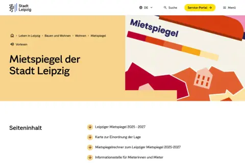 Mietspiegel der Stadt Leipzig: Informationen zur Mietpreisbremse bei Neuvermietung und aktuelle Mietpreise.