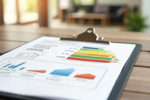 Documento con gráfico de barras y escala de colores para certificaciones energéticas.