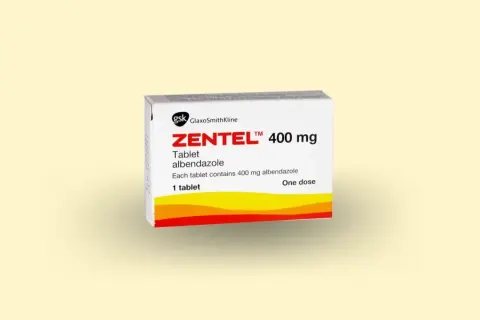 Opakowanie leku Zentel 400 mg, tabletka z albendazolem, jedna dawka.
