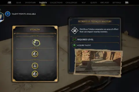 Hogwarts Legacy: Petrificus Totalus Mastery, zaklęcie ogłuszające wrogów w zasięgu. Poziom 22.