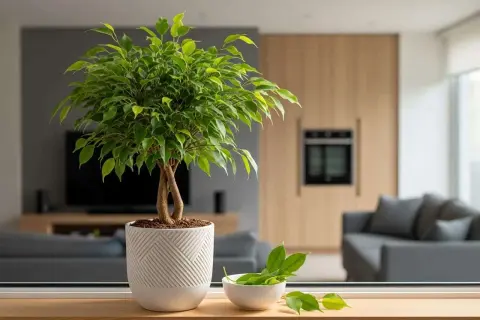 Mon ficus a perdu toutes ses feuilles que faire ? Ce ficus retusa, bien qu'un peu dégarni, est prêt à revivre.