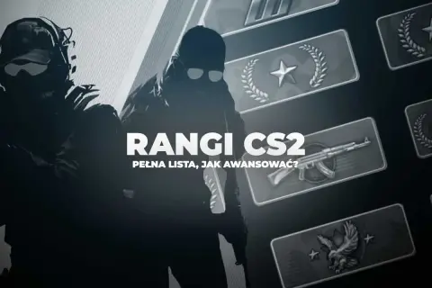 Rangi CS2: pełna lista i wskazówki, jak awansować. Ikony rang z gry Counter-Strike 2 na tle postaci graczy.