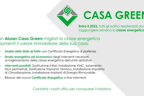 Aluser Casa Green: software diagnosi energetica per migliorare la tua casa e il suo valore. Analisi, interventi e certificazione.