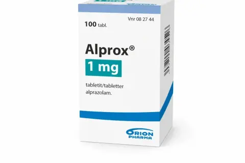 Opakowanie leku Alprox 1 mg, zawierające 100 tabletek z alprazolamem. Pomaga w stanach lękowych, gdy potrzebny jest spokój.
