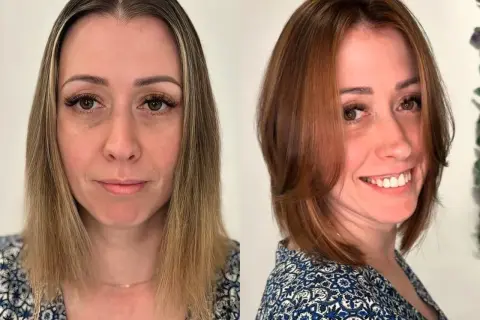 Przed i po metamorfozie. Chłodna jesień typ urody zyskała nowy, modny look.