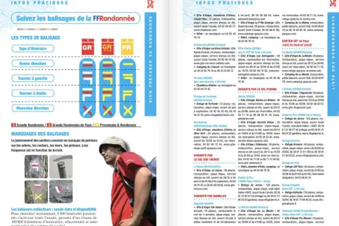 Les balisages GR 58 pour la randonnée : une carte des sentiers et des hébergements.