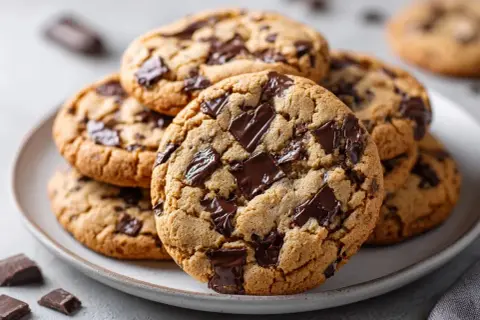 En hög med chokladkakor, perfekta för ett enkelt cookies recept.