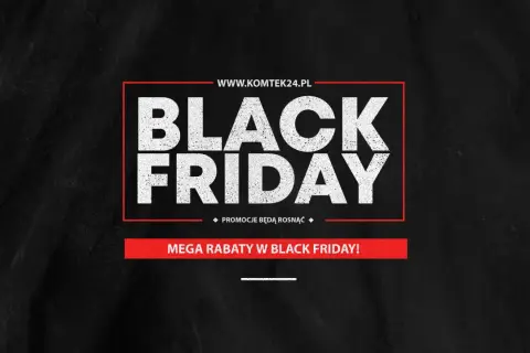 Grafika z napisem "BLACK FRIDAY" i hasłem "MEGA RABATY W BLACK FRIDAY!".