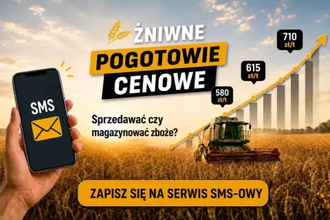 Wawrzyniak Zbiersk oferuje serwis SMS z cenami zbóż. Zobacz, czy sprzedawać, czy magazynować. Zapisz się!