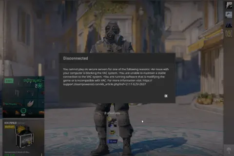 Komunikat "Disconnected: system VAC nie mógł zweryfikować sesji gry" blokuje dostęp do serwerów.