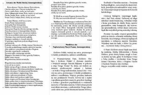 Litania do Matki Bożej Jasnogórskiej, modlitwa o wierność i obronę narodu.