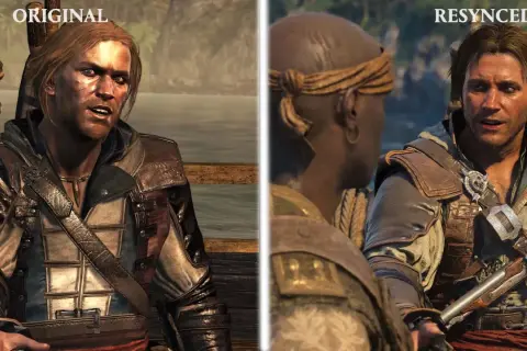 Porównanie grafiki "Original" i "Resynced" z gry. Zobacz, co to remaster i jak poprawia detale postaci.