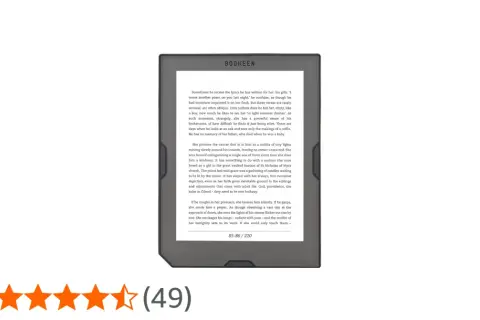 Liseuse électronique affichant un extrait de roman. Le texte évoque des sentiments profonds et la fragilité de la vie, comme sur du papier électronique.