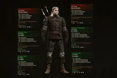 Geralt w zbroi "Coś Więcej" - najlepsza zbroja w Wiedźminie 3, z mieczami i statystykami.