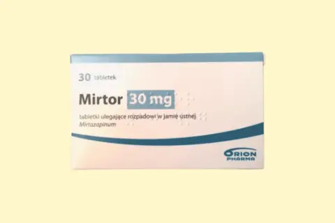 Opakowanie leku Mirtor 30 mg, zawierające 30 tabletek ulegających rozpadowi w jamie ustnej.