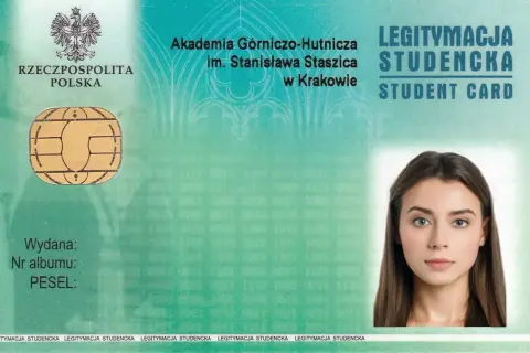 Legitymacja studencka AGH z Krakowa, z wizerunkiem orła i chipem. Potrzebne są ile zdjęć do legitymacji szkolnej?