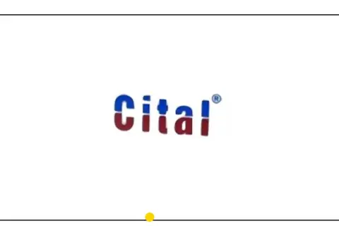 Logo Cital z niebiesko-czerwonymi literami i symbolem ®.