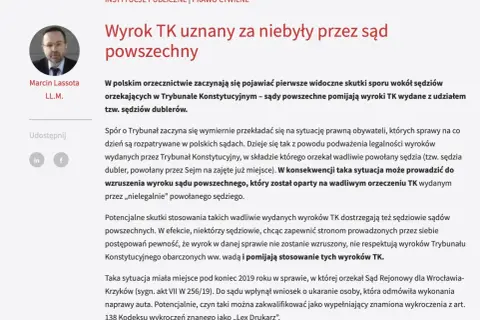 Sądy pomijają wyroki TK z udziałem dublerów, co może prowadzić do wzruszenia orzeczeń. To jeden z rodzajów orzeczeń, który budzi kontrowersje.