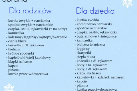 Zimowy wyjazd w góry z dzieckiem: kompletna lista pakowania